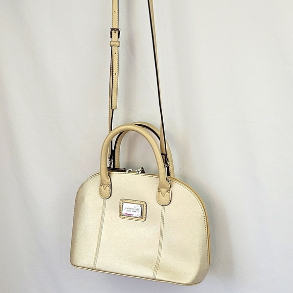 Tignanello Saffiano Leather Domed Satchel Champagne - Picture 6 of 16